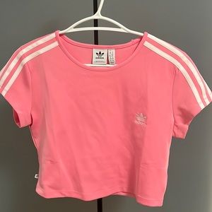 Adidas classic crop top pink